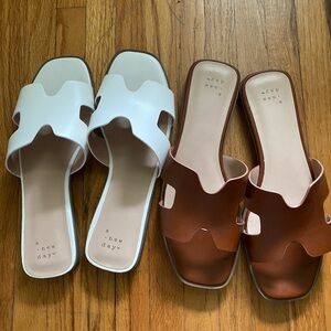 A New Day Women's Nina Slide Sandals - White and Brown